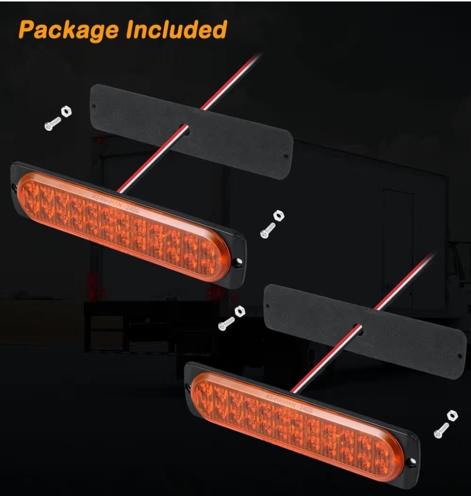 2 Aluminum Housing Amber LED Trailer Turn Signal 7.5 Inch, DOT Compliant