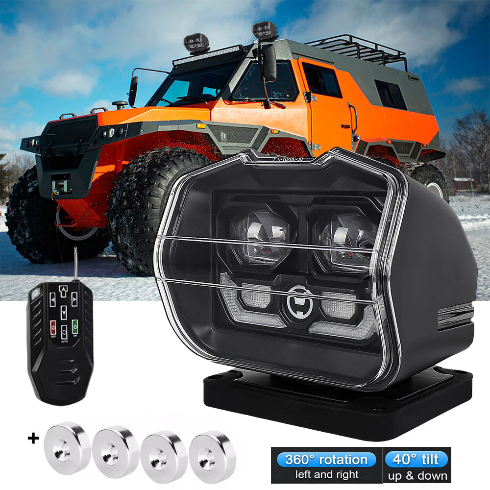 LED Search light Wireless 360° Remote Control Spotlight for Offroad Truck Marine
