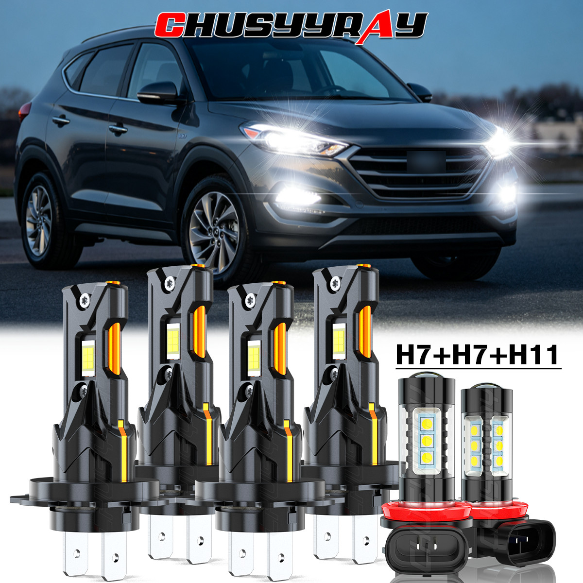 Fit For BMW 128i 135i 2008-2013 6x H7 H11 LED Headlight & Fog Light Combo Bulbs