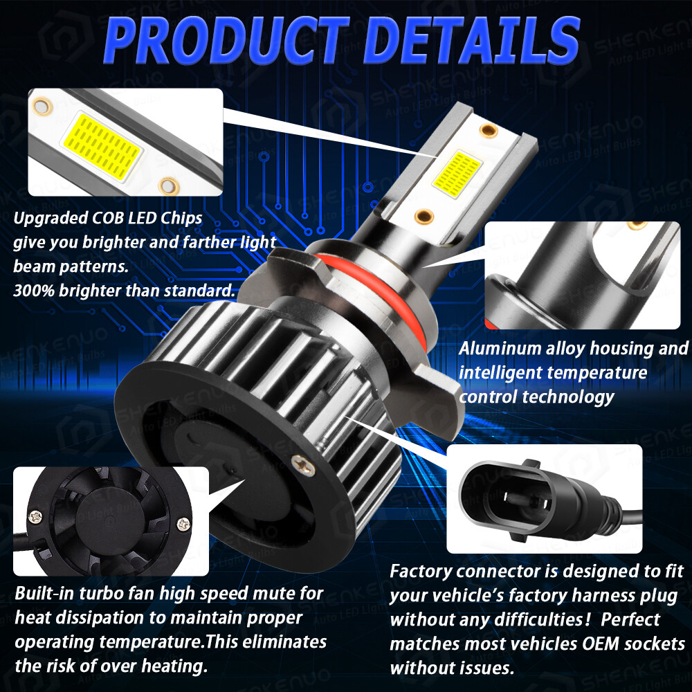 9012 LED Headlight 5202/H16 Fog Light Bulbs For 2014 2015 GMC Sierra 1500