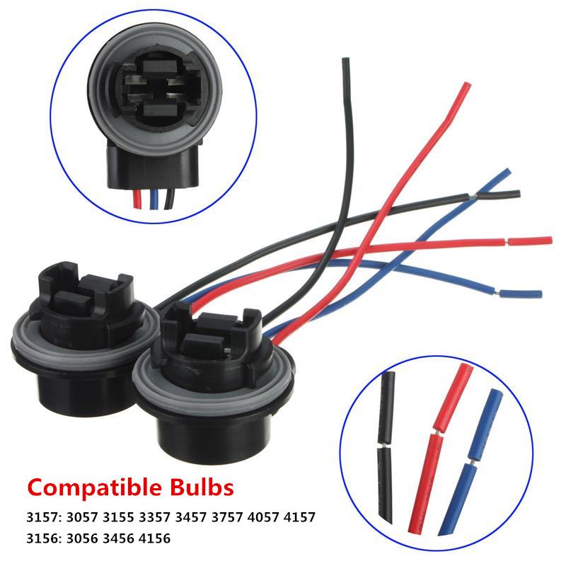 1 Pair 3156 3157 4157 Socket Car Bulb Holder Adapter for Turn Signal Light Gray
