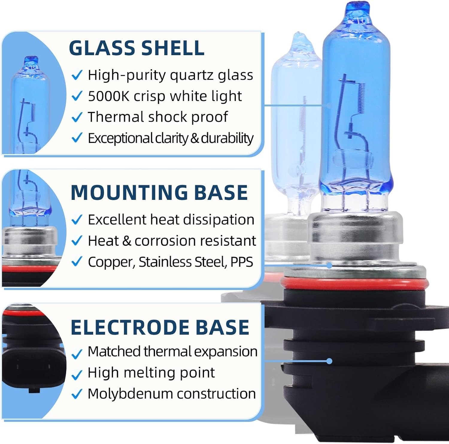 9012/ Halogen Headlight Bulbs 5000K White Light, High and Low Beam More Brigh…