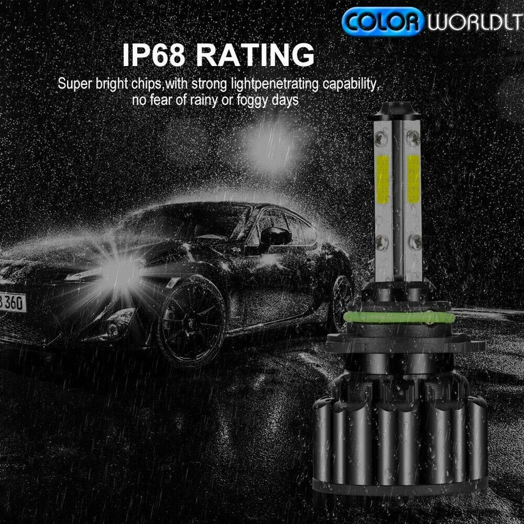 2PCS 4-Sides 9006 HB4 LED Headlight Bulb Kits Low Beam 6000K 120W 32000LM Light
