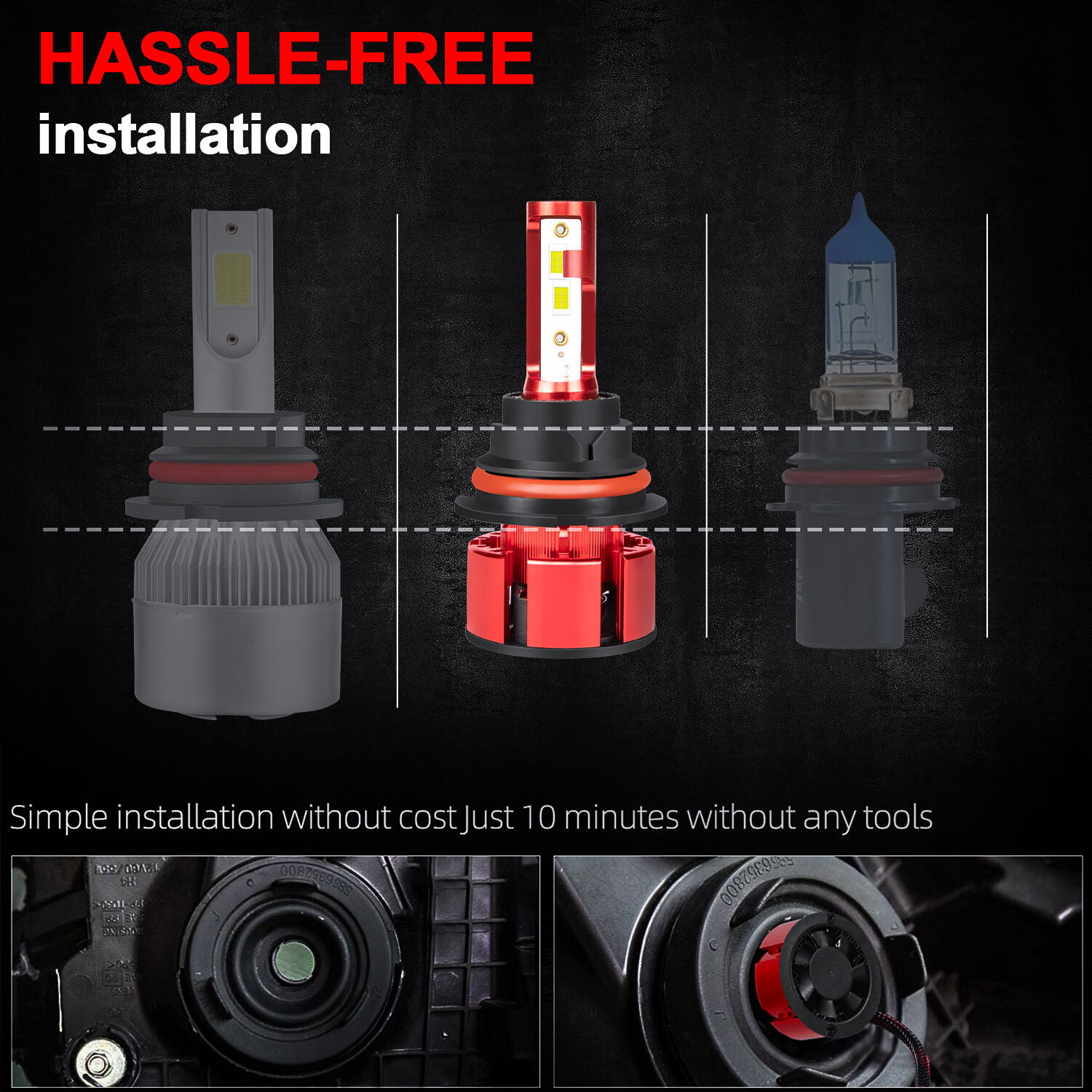 2PCS 2-Sides 9007 HB5 LED Headlight Kit Bulb Hi/Lo Dual Beam 6000K Super White
