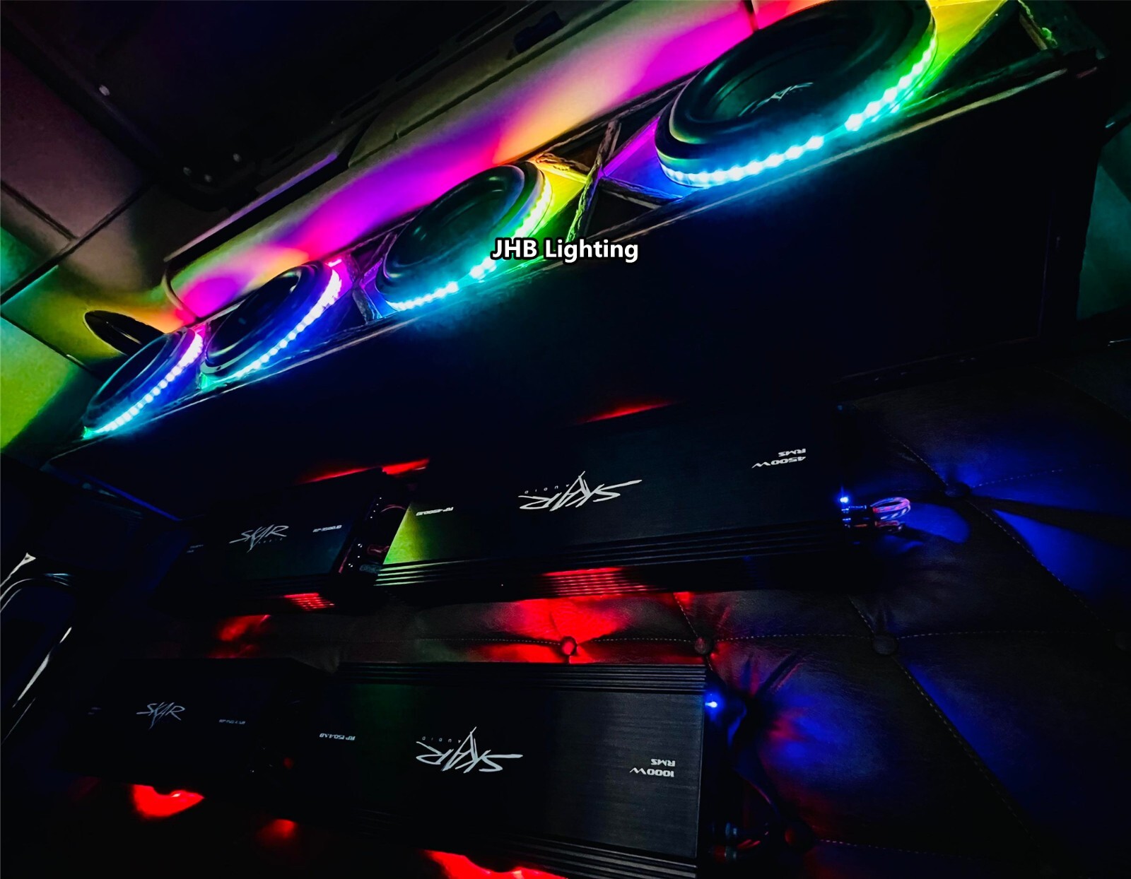 JHB 4PCS 6.5″ SET CHASING Flowing LED Remote Bluetooth Car Speaker Rings Lights