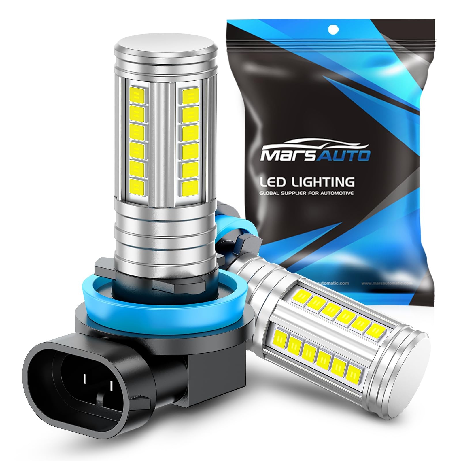 LED Fog Light Bulbs H11/H8, 12000 LM 6500K White, 360° Illumination, Pack of 2