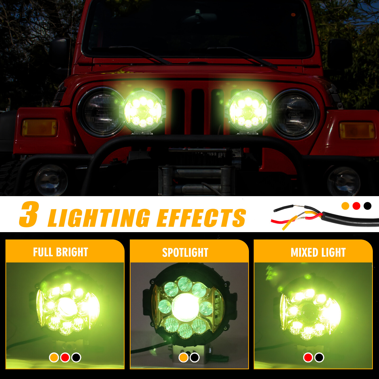 7″ LED Combo Flood Spot Work Light Amber DRL Driving Fog Light ATV Offroad Pods
