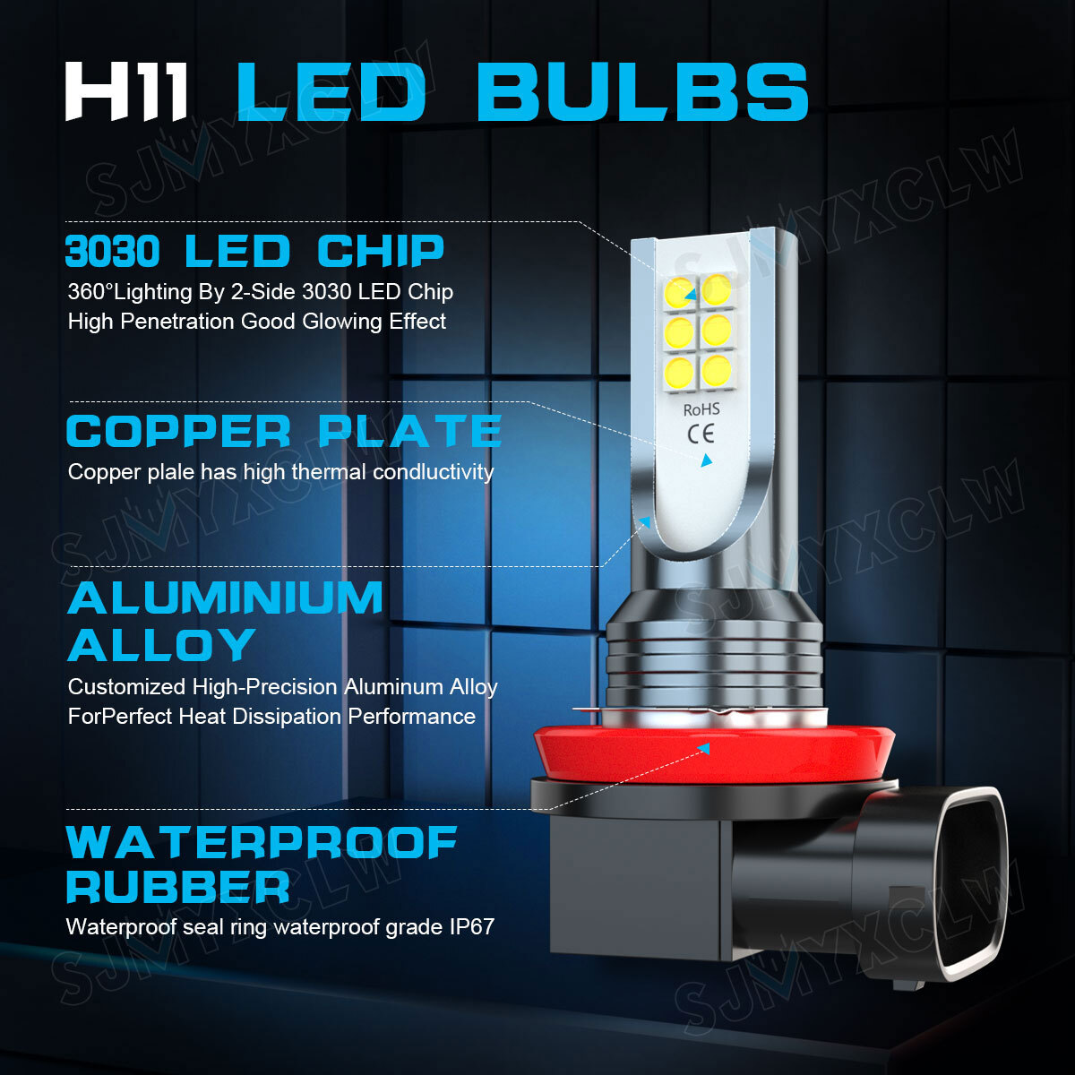 For Mitsubishi Lancer 2008-2015 6X LED Faro Alto/Bajo + Bombillas antiniebla