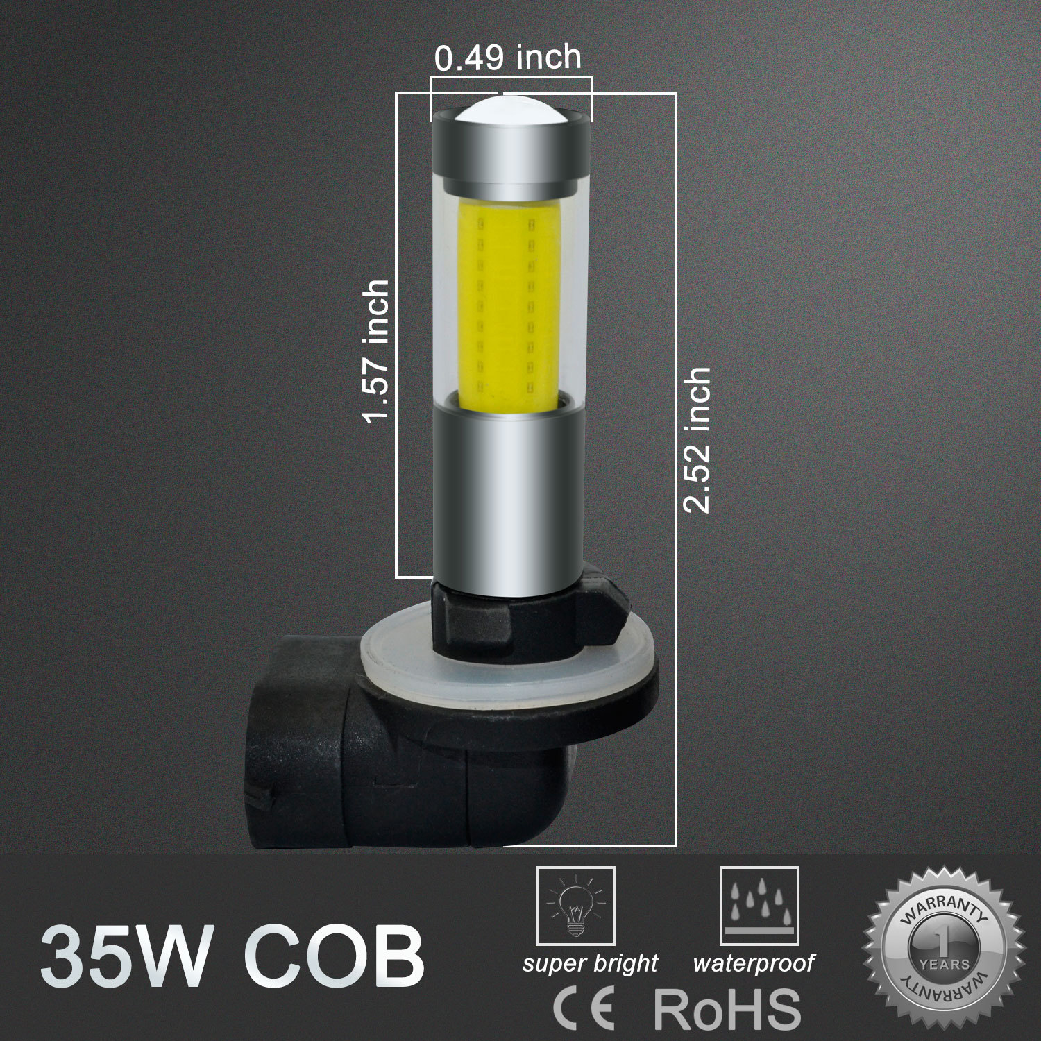 Alla Lighting 35-LED 881 COB Driving Fog Light Bulb Pure White Bright 360° Shine