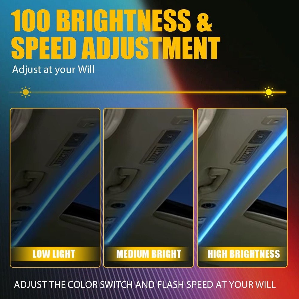 2in1 Interior Car Strip Ambient Neon Light MultiColour RGB With Fiber Optic 12v
