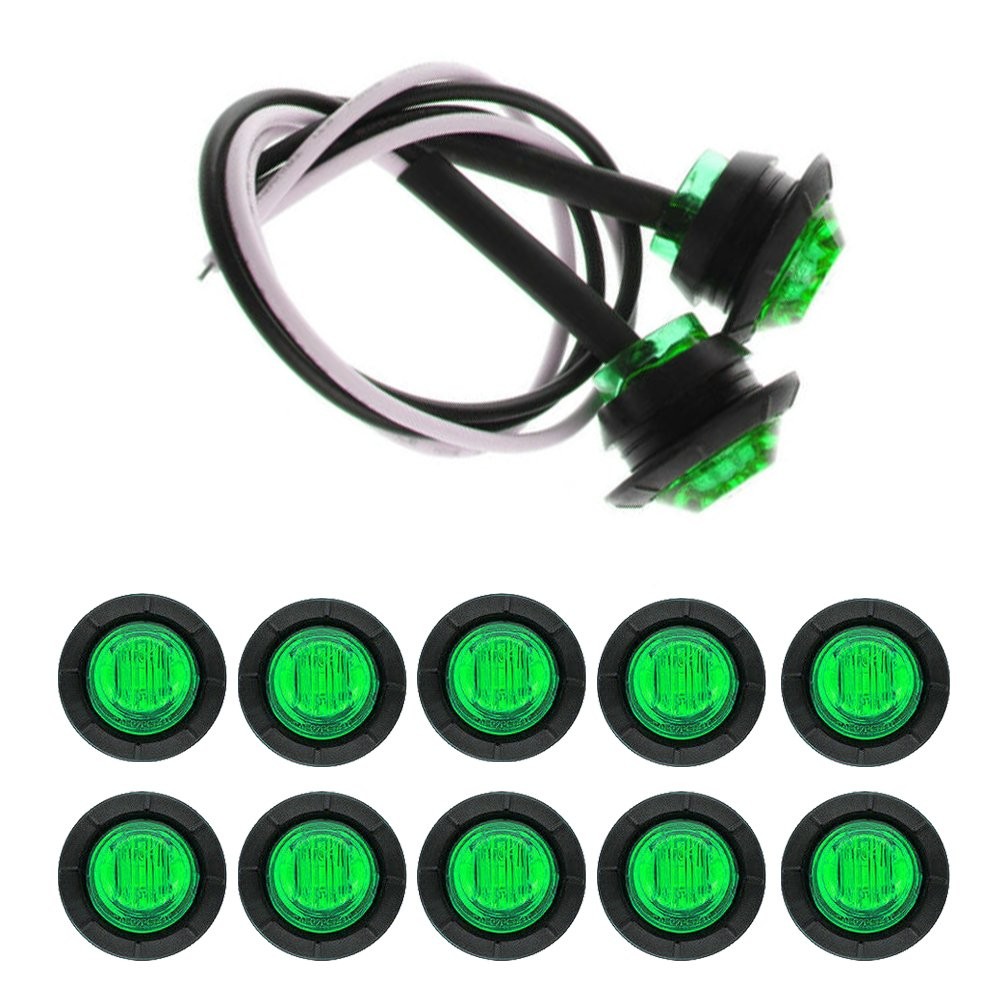 Green Round Marker Lights 3/4″LED Truck Trailer 12V Bullet Side Clearance Light