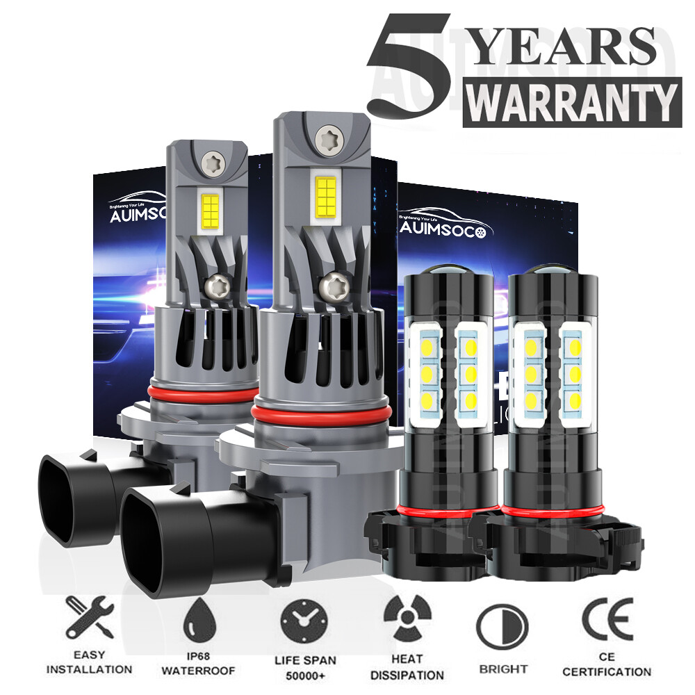Super White Bright 9012 HIR2 H16 Combo LED Headlight Fog Light Bulbs 1000000lm