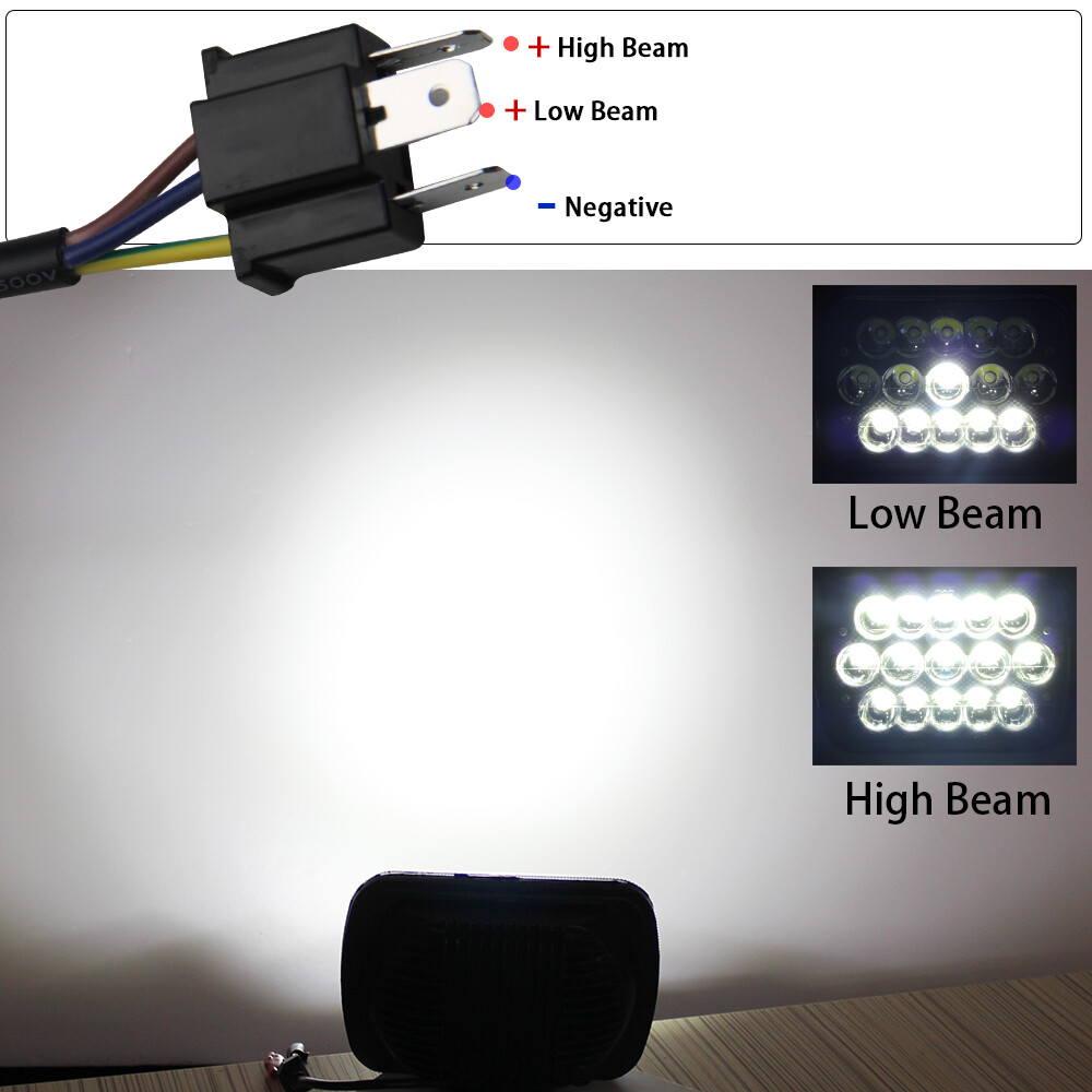 5X7 7×6 LED Headlight Hi/Lo For 1986-1995 Jeep Wrangler YJ 1984-2001 Cherokee XJ