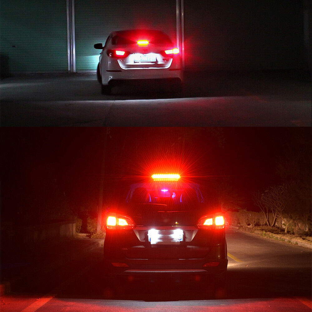 2pcs 1156 7506 LED Red Strobe Flashing Blinking Brake Tail Light Lamp Bulbs