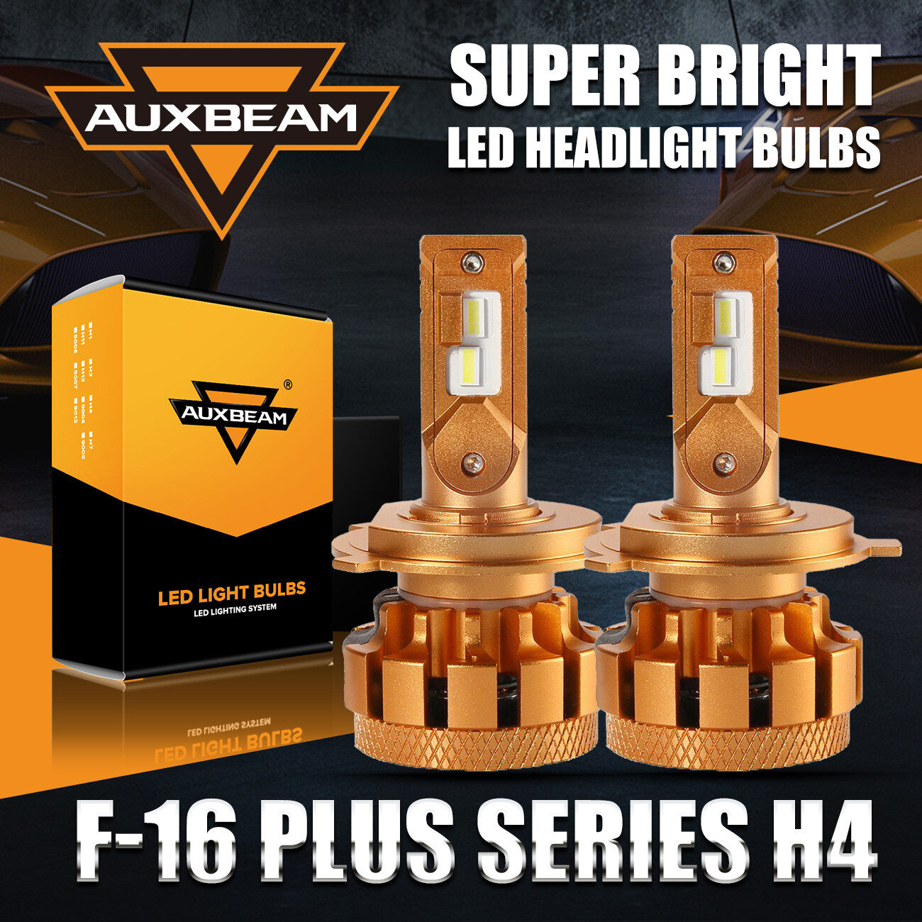 AUXBEAM F-16Plus LED Headlight Kit H4 HB2 9003 High Low+Canbus Resistor Decoder