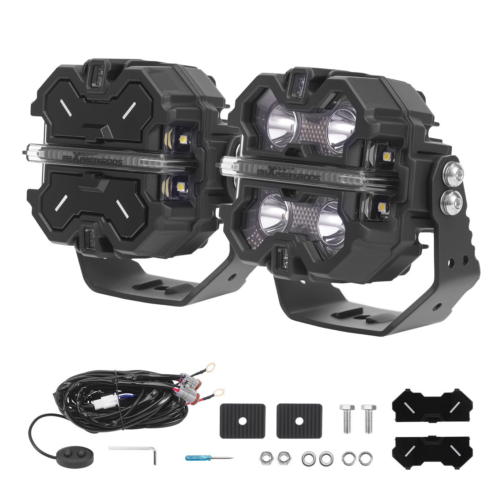 LED Driving Light Pods 3.5″ Aluminum Housing RGB DRL Off Road Spot Beam Lights
