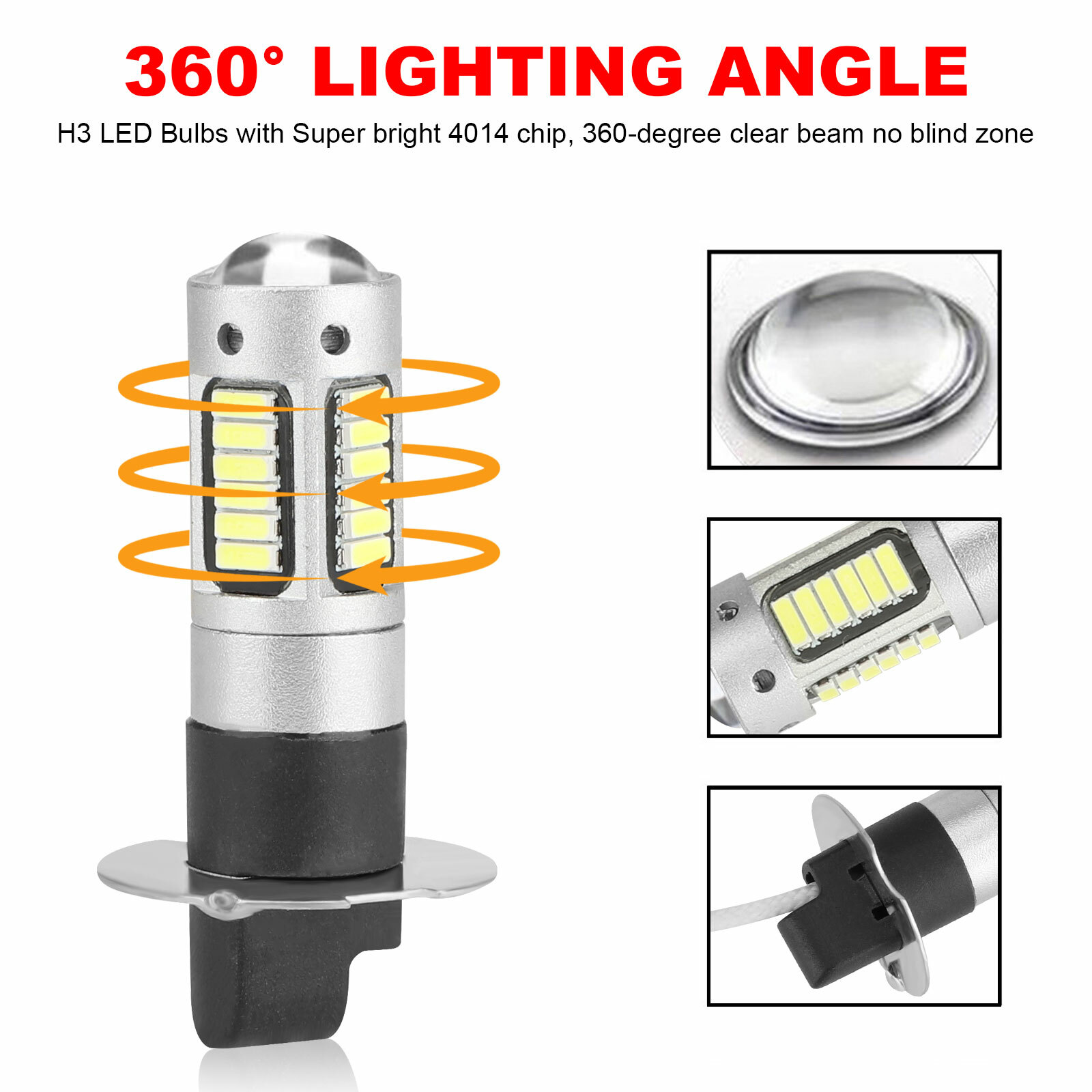 2PCS H3 LED Fog Driving Light Bulbs Conversion Kit Super Bright DRL 6000K White