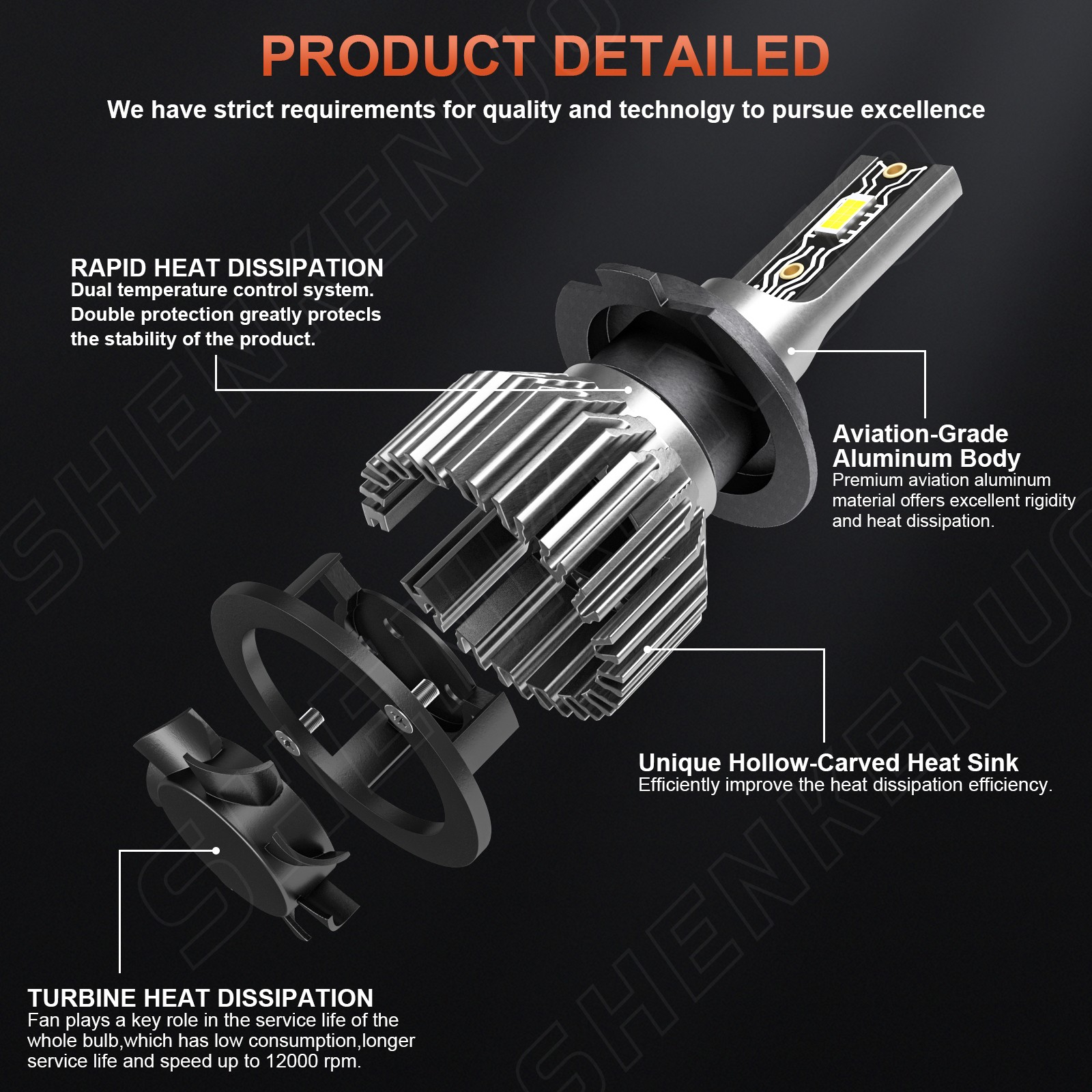 For 2008-2009 Kia Amanti Combo H7 H11 LED Headlight Bulbs Hi Lo Beam 50000 hours