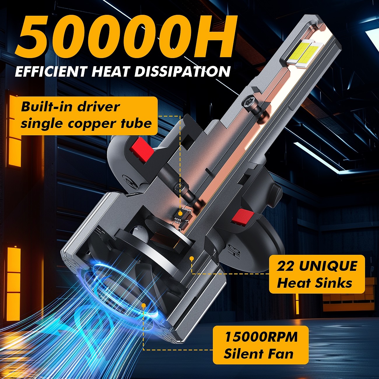 AUXBEAM H13 9008 LED Headlight Super Bright 90W 25000LM Hi-Lo Beam 6000K CANBUS