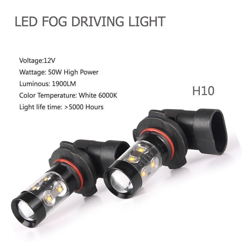 2pcs H10 50W 6000K Car LED Fog Daytime Driving Headlights Lamp Bulbs Cool White