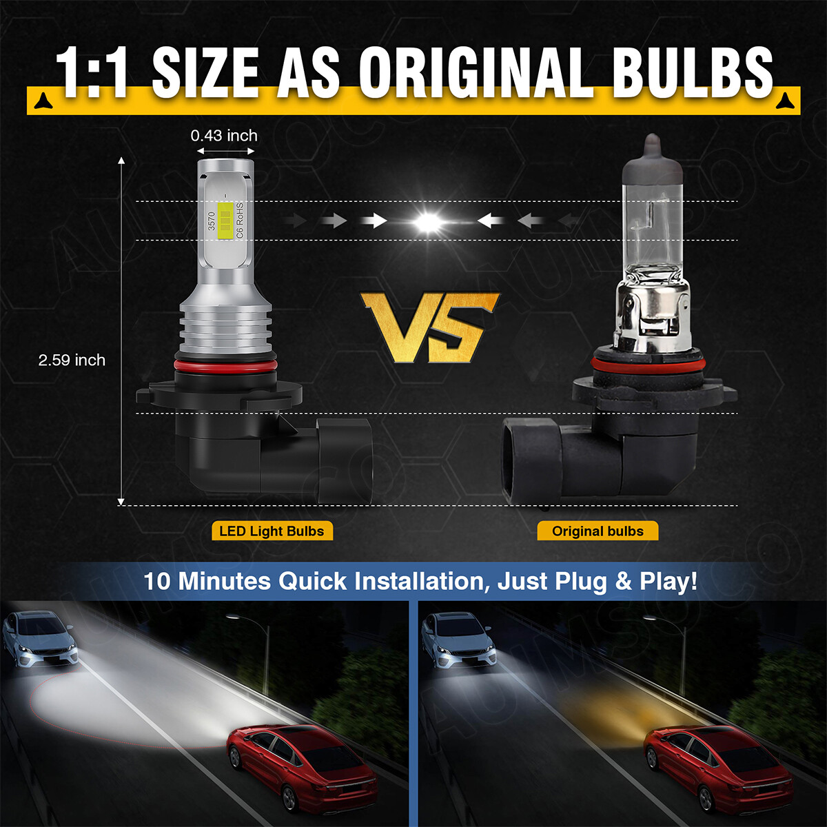 For Chevrolet Silverado 1500 2013-2021 LED Headlight Bulbs High Low Beam 80000LM