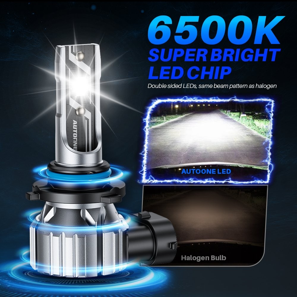 2pcs 9006 Headlight LED Bulb Conversion Kit High Beam White Super Bright 6000K