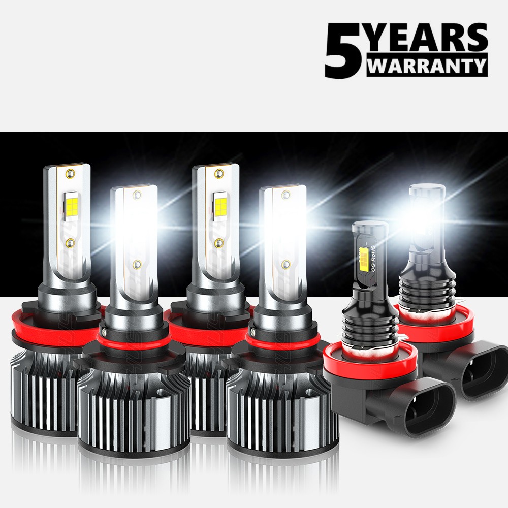 For Toyota Highlander 2014-2019 6pcs LED Headlight+Fog Light bulbs Combo 6000K