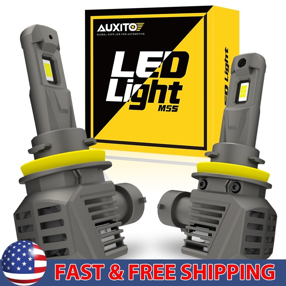 Auxito H11 H9 Super White Bright Headlight Bulb Conversion 6500K-1-10Set