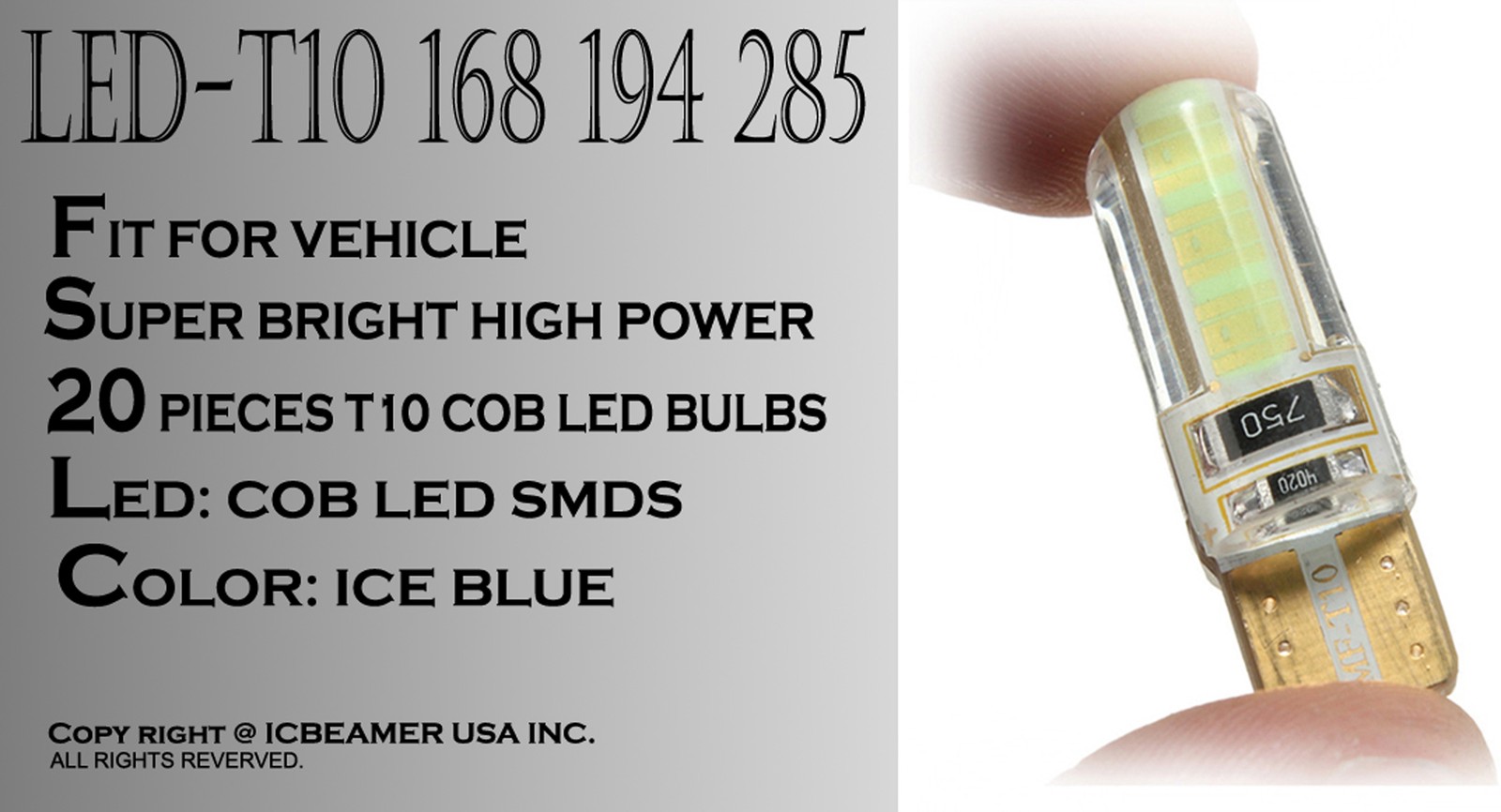 4 pc Blue T10 COB LED Wedge Silicon Protection Plug Front Side Marker Light P315