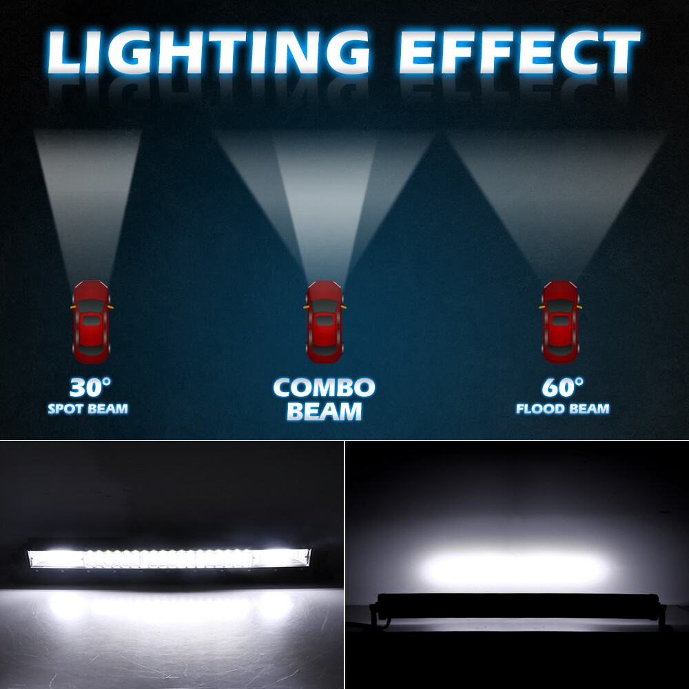 Tri Row 52 INCH +22 INCH LED Lights Bar +4x 18W Pods For Jeep Wrangler JK TJ YJ