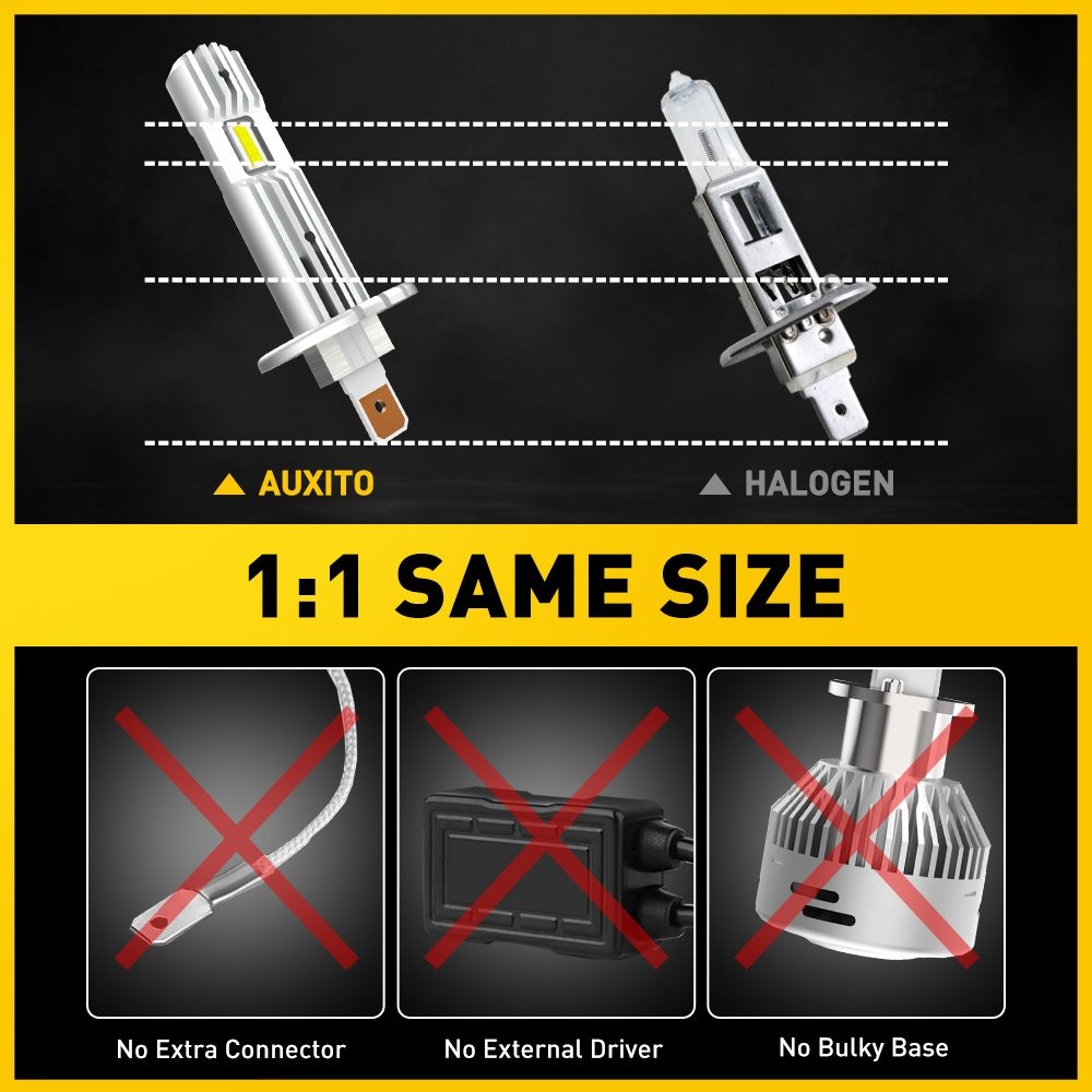 2x H1 6000K Super Bright White 6000LM DRL LED Headlight Bulb Kit High Beam NEW