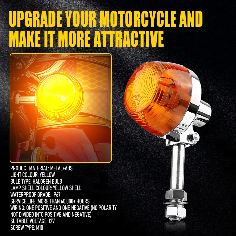 Motorcycle 10mm Hole Fairing Turn Signal Light Blinker Indicator For Harley 4X
