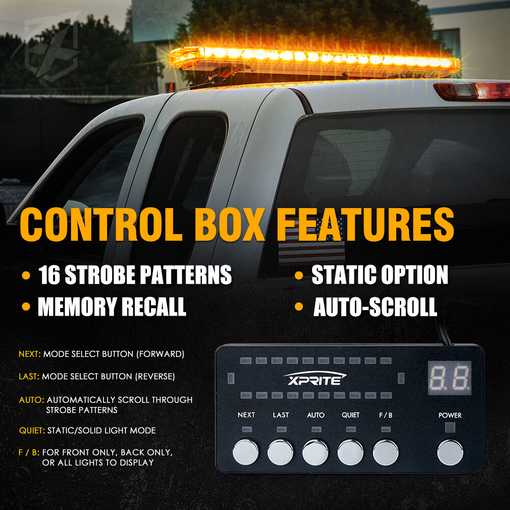 Xprite 48″ Inch 132W Amber LED Strobe Light Bar Traffic Advisor Driving Fog Lamp