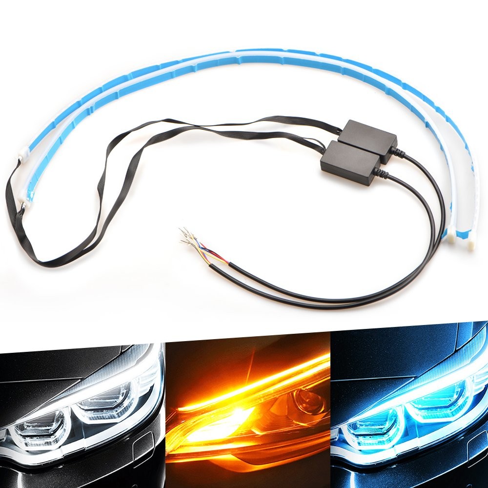 Car Sequential LED Steering Strip Light Bar Signal Turn White Amber Switchback A