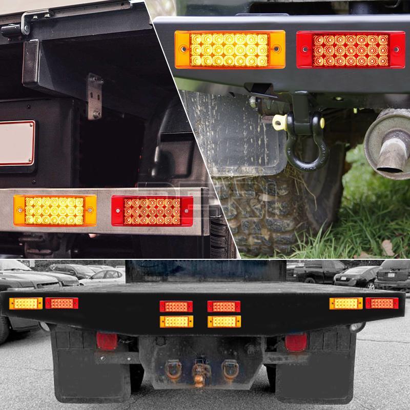 4PC 5″ Red LED Side Marker Lights Truck Trailer Tail Turn Signal Brake Clearance