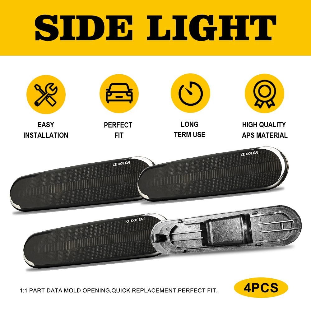 4X Front+Rear Side Marker Lights for 2002-2005 Honda Civic Si/ SiR EP3 Hatchback