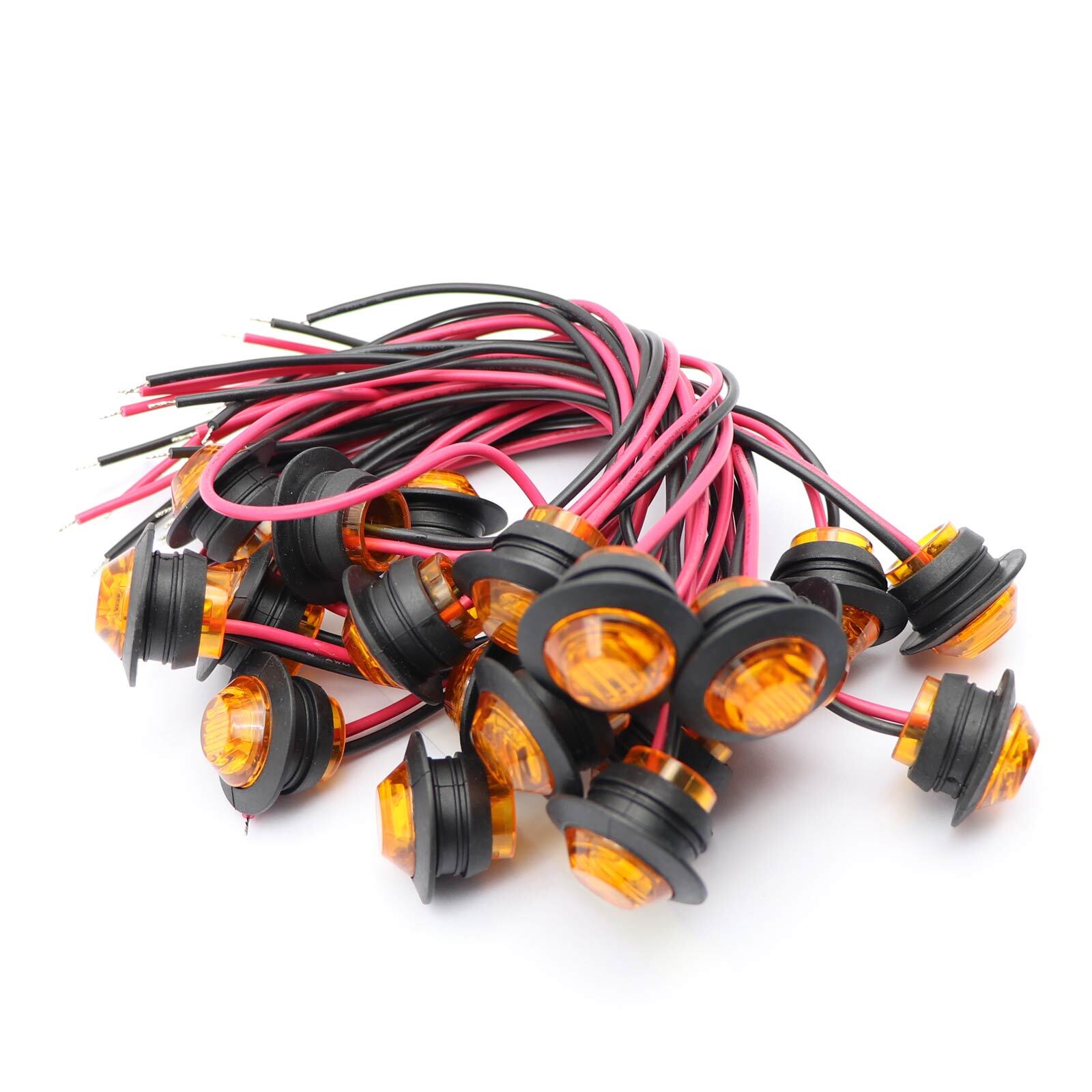 20X Amber 3/4″Round LED Bullet Clearance Side Marker Lights For Truck Trailer
