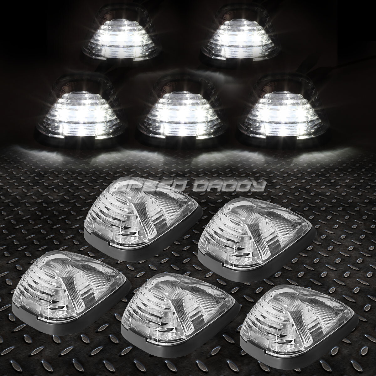 FOR 99-16 FORD SUPERDUTY 5PCS CHROME WHITE LED CAB ROOF RUNNING LIGHT+HARNESS