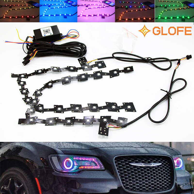 RGBW LED Multi-Color Changing Headlight DRL Accent For Chrysler 300C 2011-2020