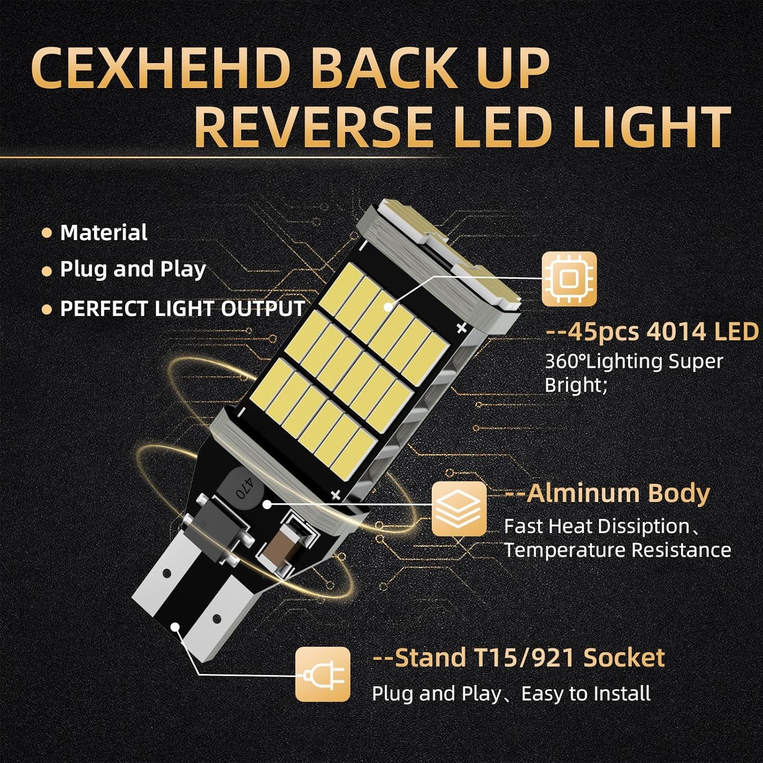 2/10PC T15 921 912 LED Reverse Backup Light Bulb 2400LM 6000K Super Bright White