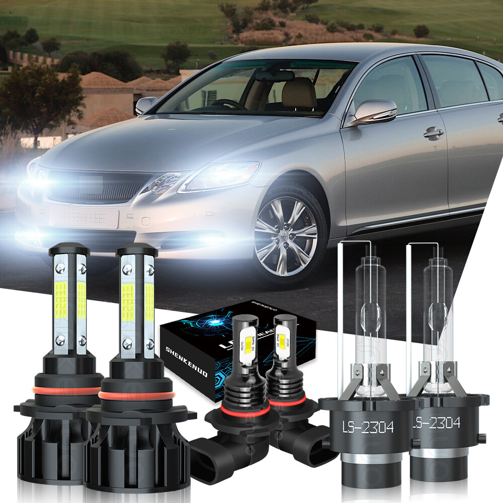 For Lexus GS350 2007-2011 LED HID Headlight High&Low Beam + Fog Light Bulbs