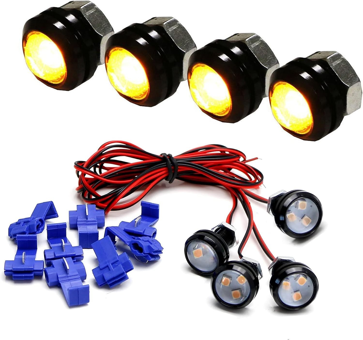 4pc Amber Yellow LED Grille Lighting Kit for Trucks & SUVs – Universal Fit
