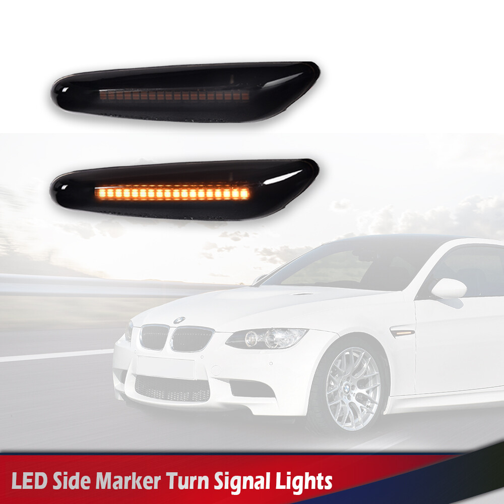 Fit For BMW 325i 328i Sequential Turn Signal Lamp Smoked LED Side Marker Light