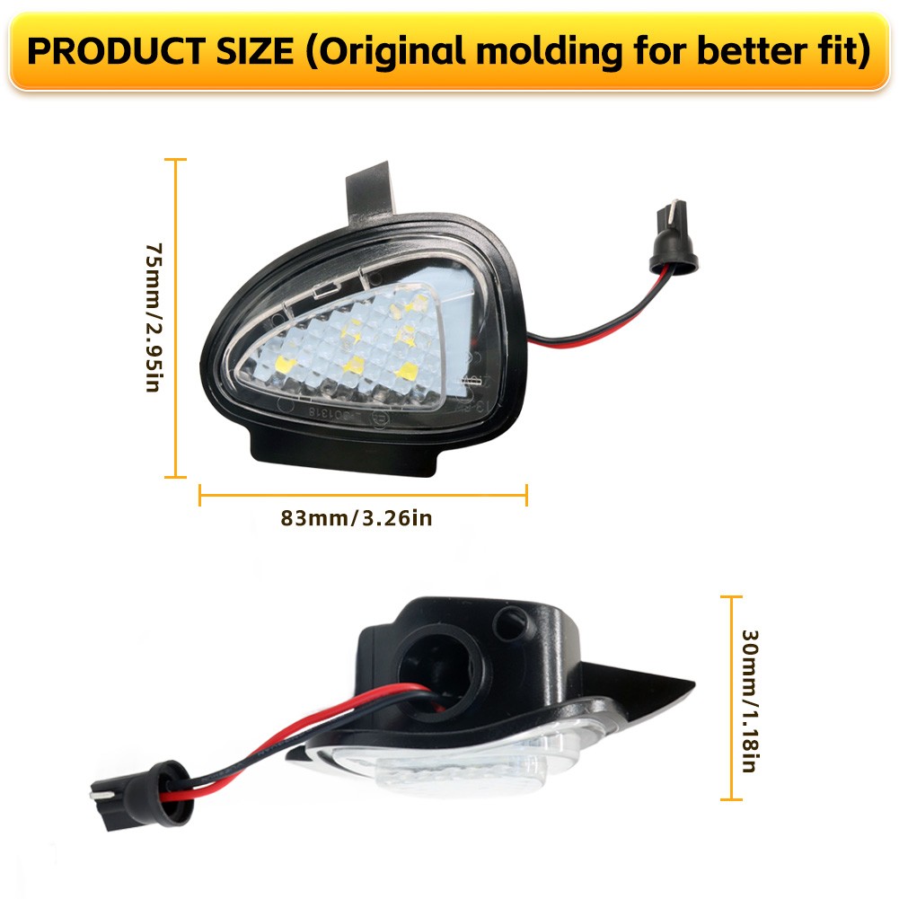 2Pcs For Volkswagen MK6 Golf GTi 2008-2014 LED Under Mirror Side Puddle Lights