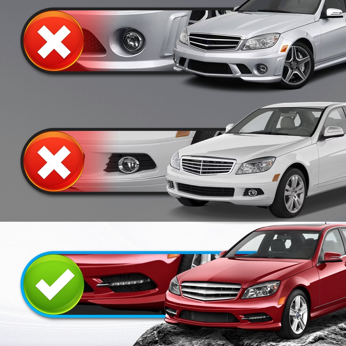 LED Daytime Running Light DRL Fog Light Lamp 08-11 For Benz W204 C300 C350 Sport