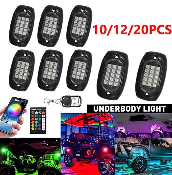 Waterproof 10/ 12/ 20 Pods 12V Motor LED Rock Underbody Light For Car Motorcycle