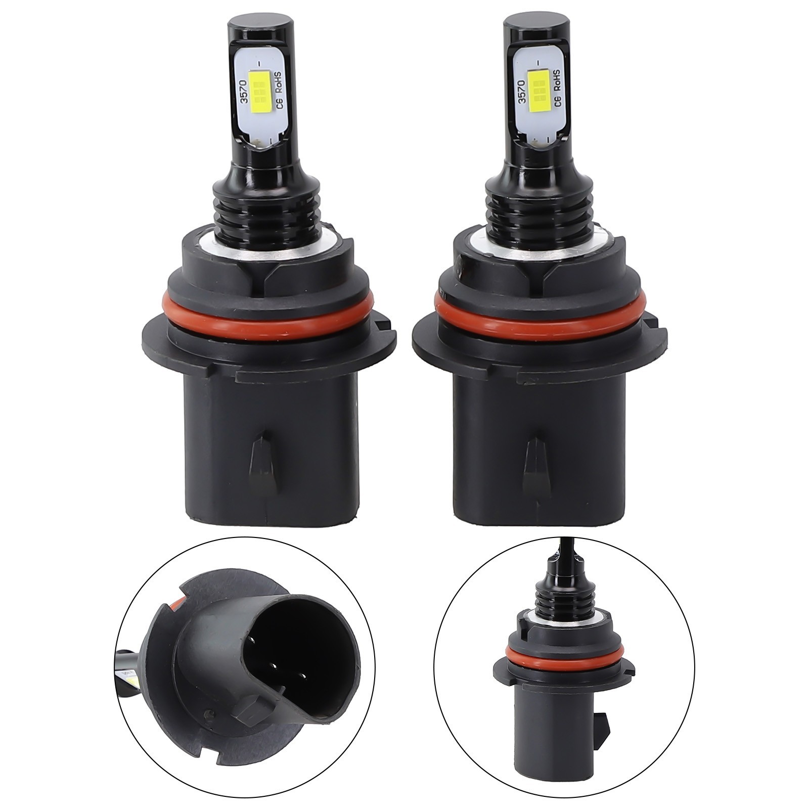 LED Car Headlights Internal Drive Single Beam White Light 2Pcs 50000hrs