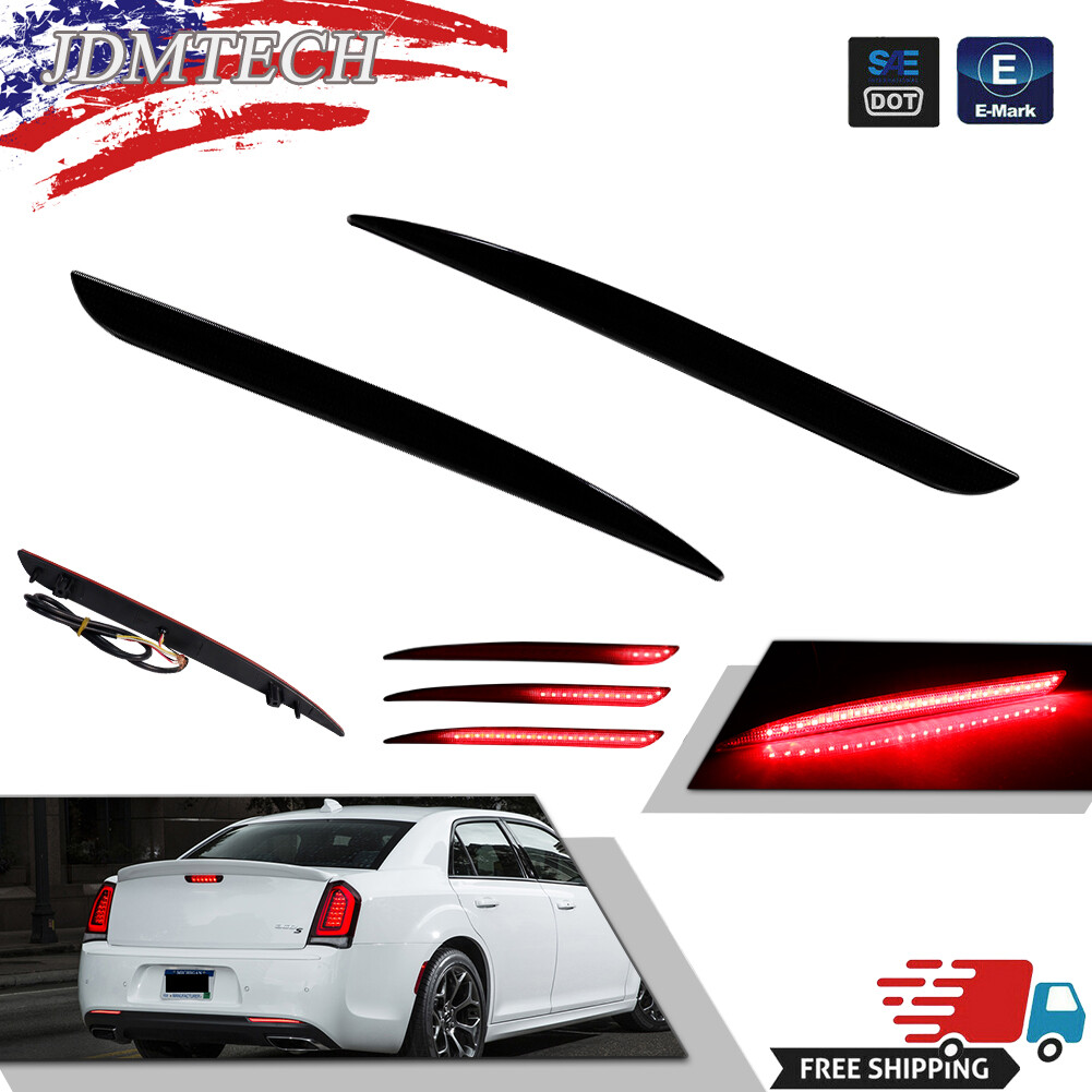 Smoke Lens Bumper Reflector Tail Brake Rear Fog Light For 2015-2022 Chrysler 300