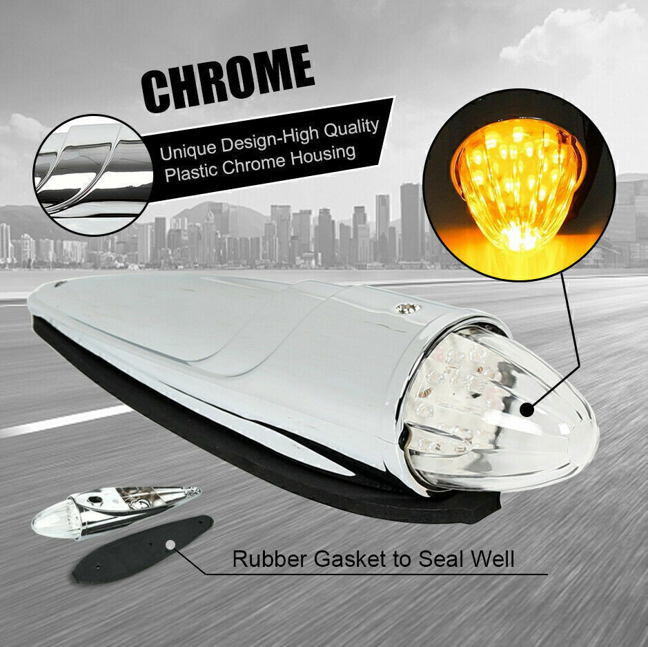 17 LED Amber Semi Truck Roof Cab Marker Clearance Lights For Peterbilt Mack CC