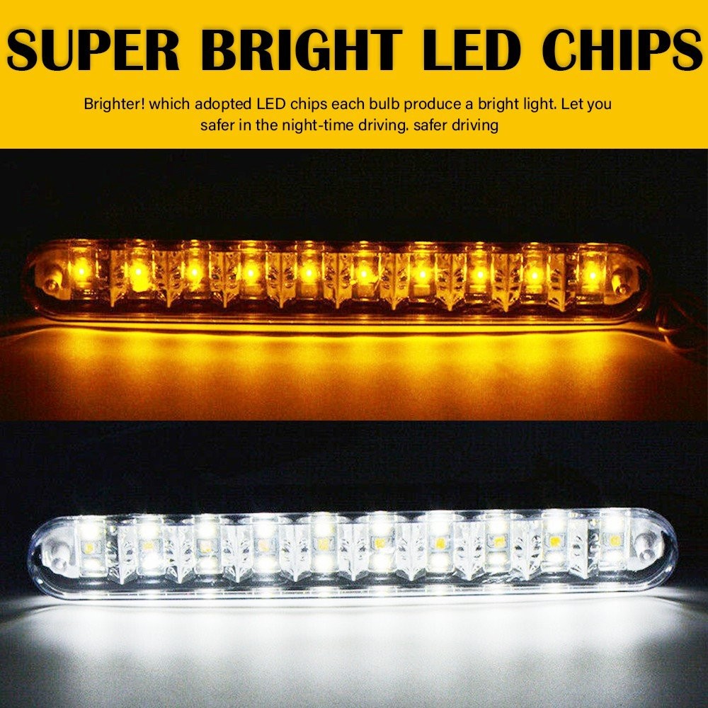 30LED Car Daytime Running Lights White DRL Driving Turn Signal Fog Lamp Amber 2X